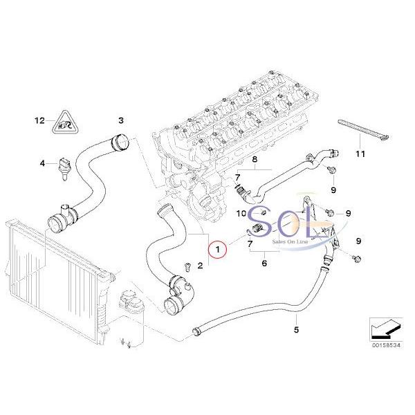 BMW E46 ラジエーター ラジエター アッパーホース ウォーターアッパーホース ライン 320i 323i 325i 328i 330i 17127510952 出荷締切18時｜solltd｜02