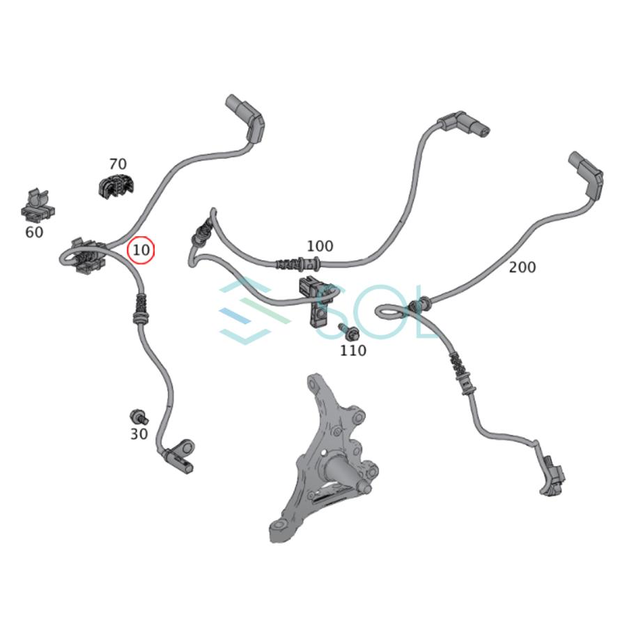 ベンツ R172 フロント ABSセンサー スピードセンサー 左右共通 SLK200 SLK350 SLK55 SLC180 SLC200 SLC43 1729056101 1725400017｜solltd｜03