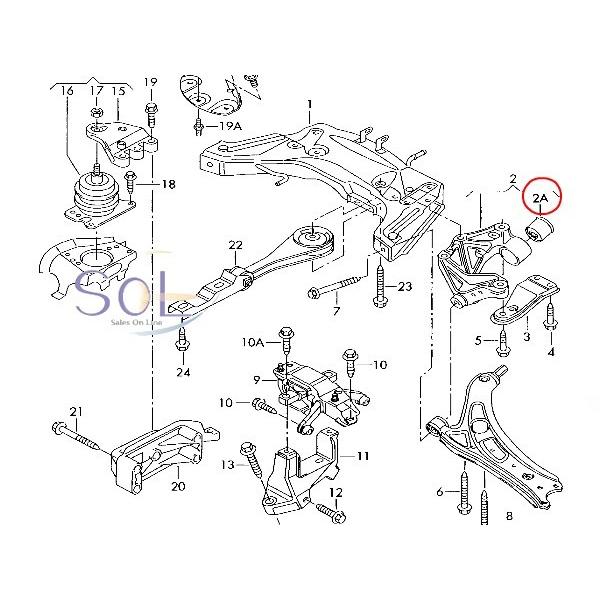 アウディ A3 (8P1 8PA) フロント ロアアーム ブッシュ 左右セット 1K0407183E 6Q0407183 出荷締切18時｜solltd｜02