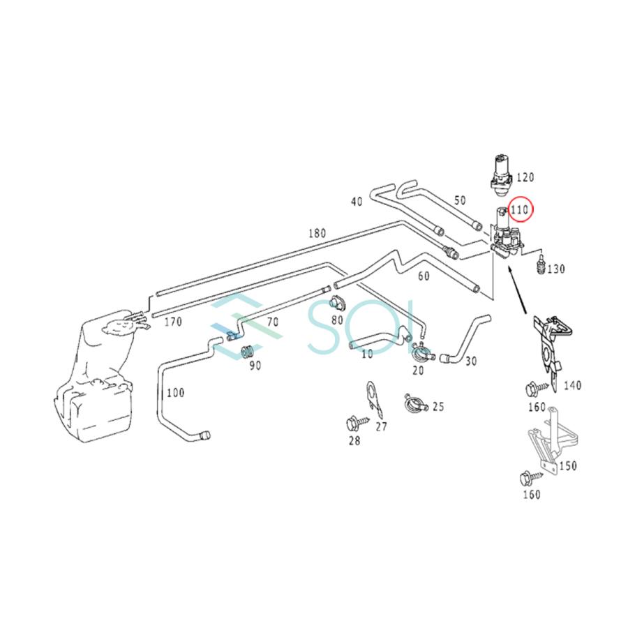 ベンツ W220 W215 ヒーターバルブ ウォーターバルブ S320 S350 S430 S500 S600 S55 S65 CL500 CL600 CL55 CL65 2208300084｜solltd｜08