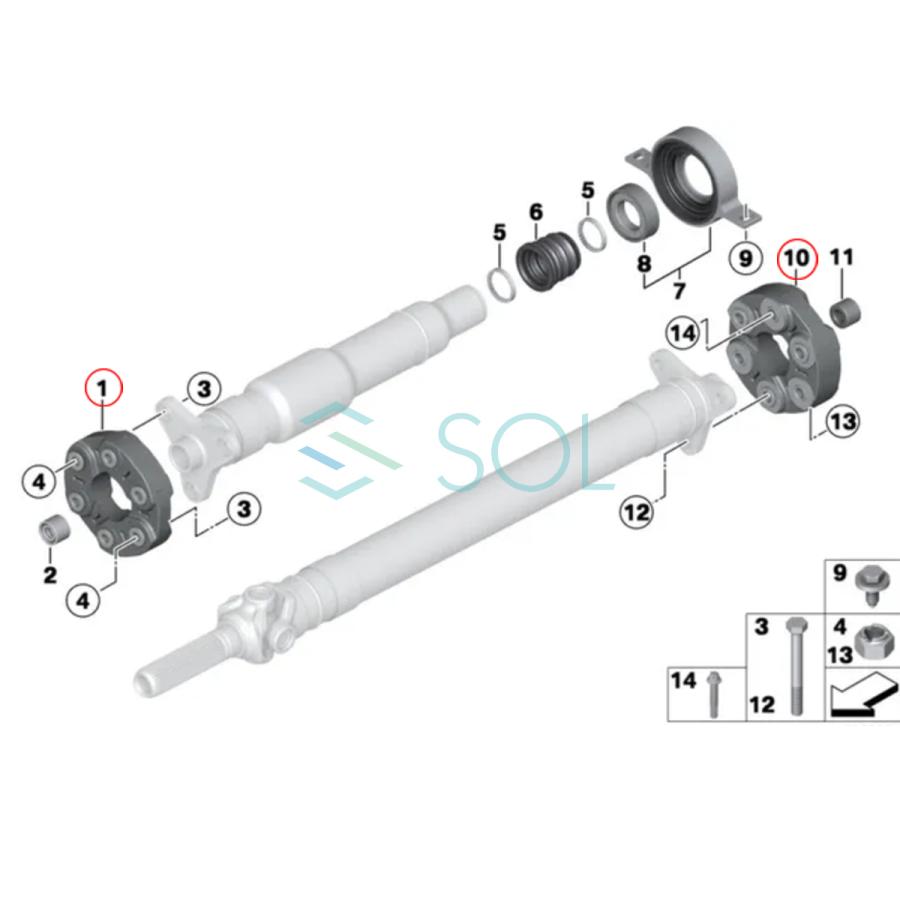 BMW E82 E88 E90 E91 E92 E93 E60 E61 プロペラシャフト ジョイントディスク コンパニオンプレート 135i 335i 540i 550i 26117610061_1