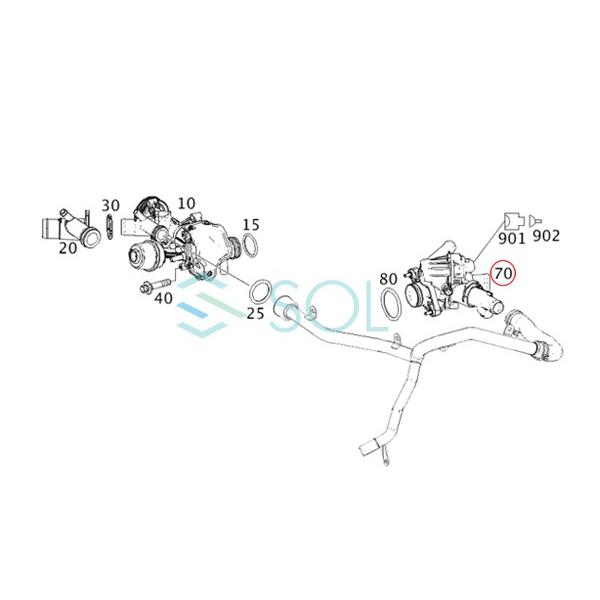 ベンツ W176 W246 W117 X156 サーモスタット A180 A250 B180 B250 CLA200 CLA250 GLA180 GLA250 2702000615 2702002200 2702000415｜solltd｜03
