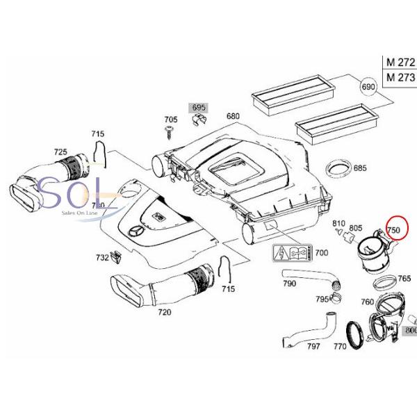 ベンツ W211 W212 W207 W221 R171 エアマスセンサー エアフロメーター E280 E350 E500 S350 S500 SLK280 SLK350 2730940948 2730940548｜solltd｜03