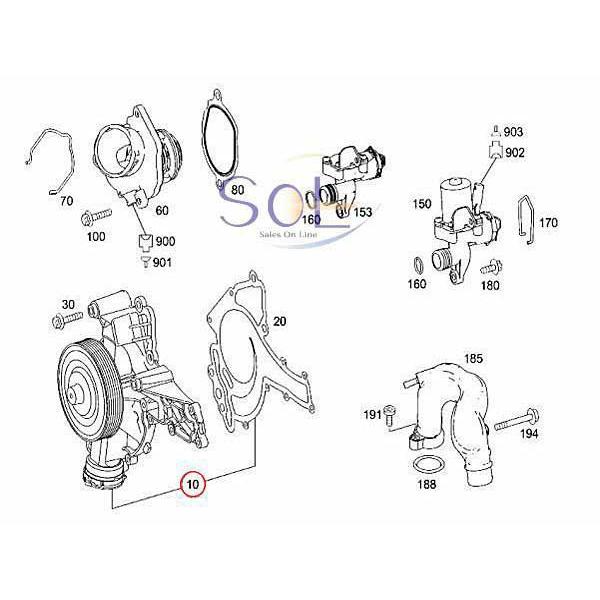 ベンツ W251 W164 W463 ウォーターポンプ G500 ML500 R500 2732000201 出荷締切18時｜solltd｜02