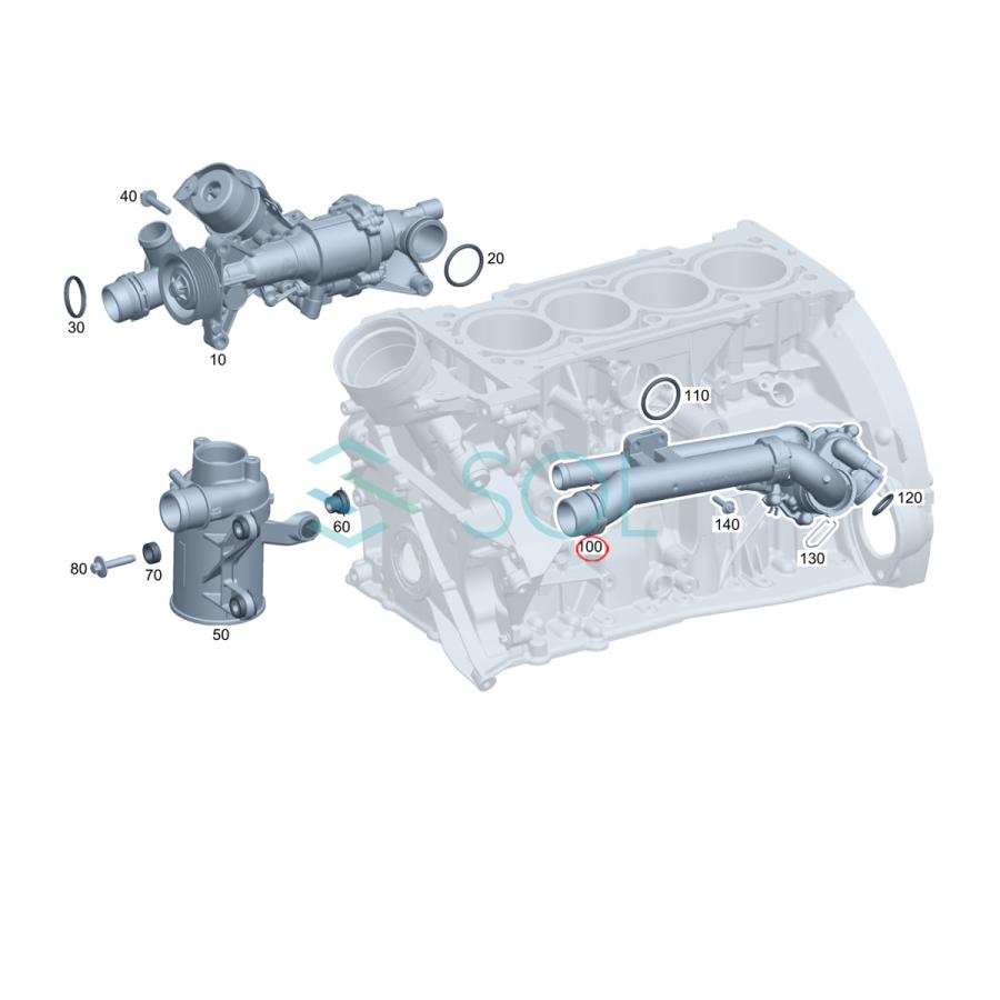 ベンツ純正部品　新品　送料込　サーモハウジング　w204、207,212,172 MAHLE製 ベンツ エンジンオイルフィルターハウジング オイルクーラー