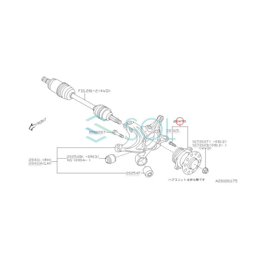 SUBARU（スバル） CAPSOL エクシーガ Y10 リア ハブベアリング