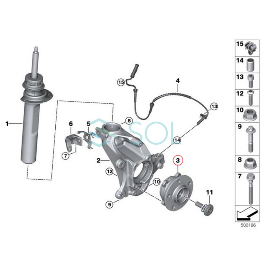 BMW F40 F44 F45 F46 フロント ホイールハブ 左右共通 118i 118d M135iX 218i 218d 218dX 220i 225iX 225xe M235iX 31206874443_1