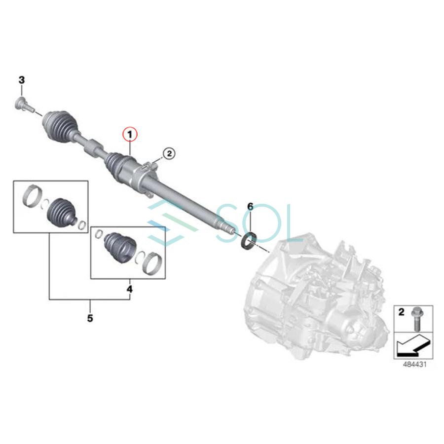 BMW MINI F54 F60 フロント ドライブシャフト アウトプットシャフト 右側 218d 220i 18d 20i 31608482286 31608611942 出荷締切18時_1