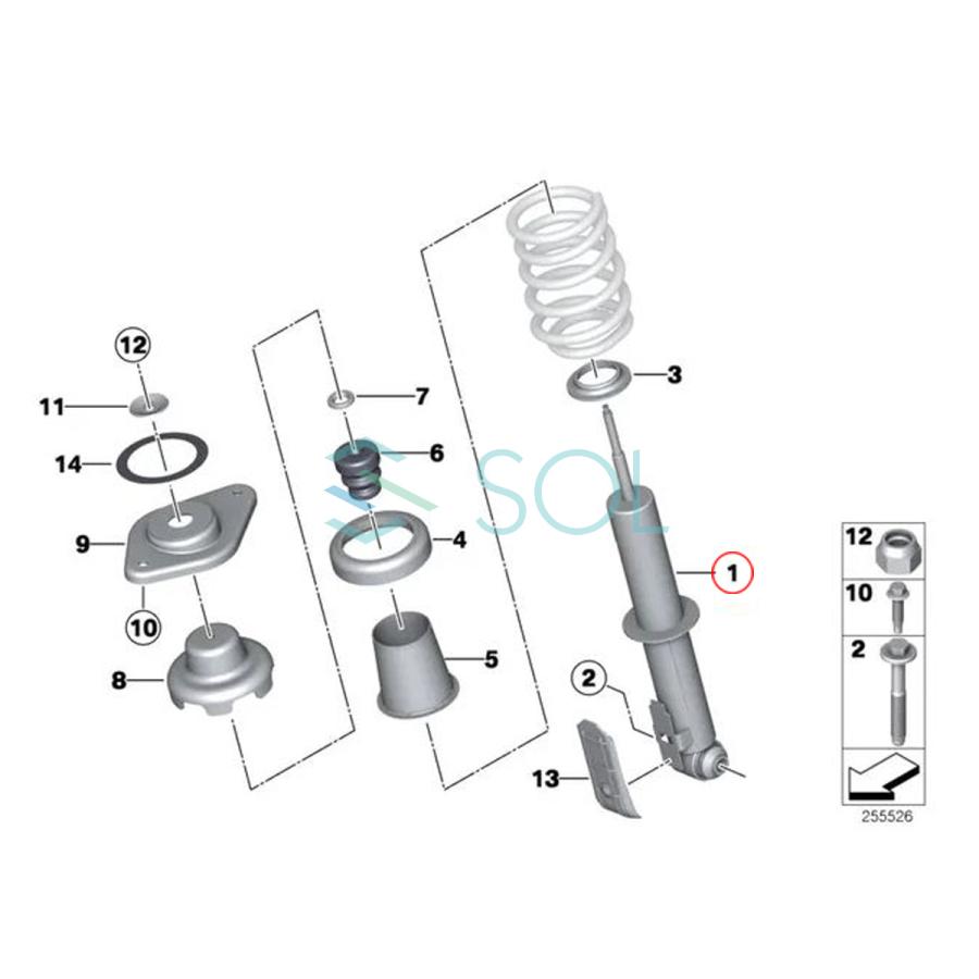 BMW MINI R60 R63 リア ショックアブソーバー ナット付 左右セット ワン クーパー クーパーD クーパーS クーパーSD JCW 33529807019の画像
