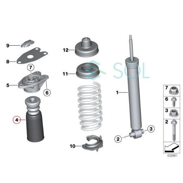 BMW F30 F34 G21 リア ショック バンプラバー 補助ダンパー + ダストカバー 左右セット 320i 320d 320dX 328i 335i 33536855439｜solltd｜03