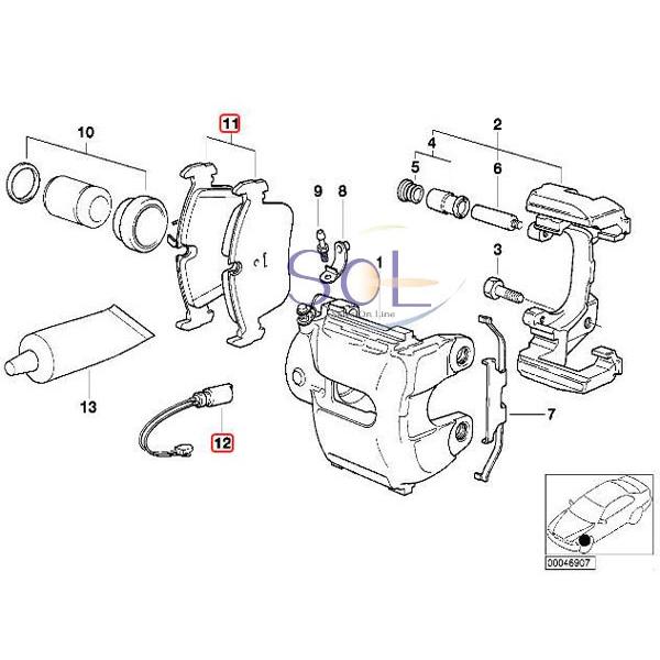 フロント ブレーキパッド左右 + パッドセンサー1本 セット BMW E46 E85 Z4 318i 320i 323i 325i 328i 2.2i 2.5i 3.0i 34116761244｜solltd｜02