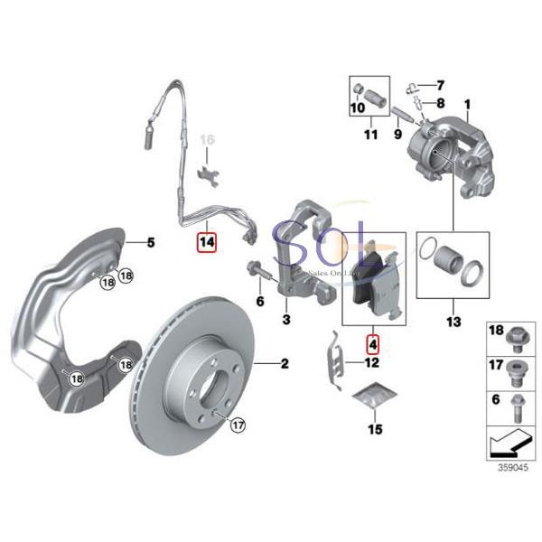 フロント ブレーキパッド左右 + パッドセンサー1本 セット BMW E87 E90 120i 320i 34116769951 34116769763 出荷締切18時｜solltd｜02