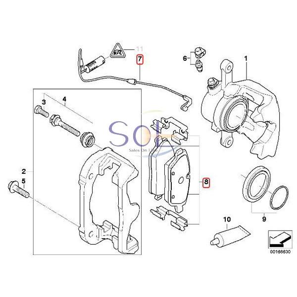 リア ブレーキパッド左右 + パッドセンサー1本 セット BMW E87 E90 116i 118i 120i 320i 34216788183 34219808172 34356789445｜solltd｜02