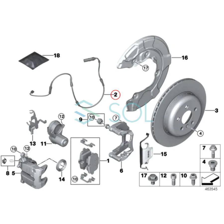 BMW BMW G01 F97 X3 G02 X4 リア ブレーキパッドセンサー 20dX 20iX