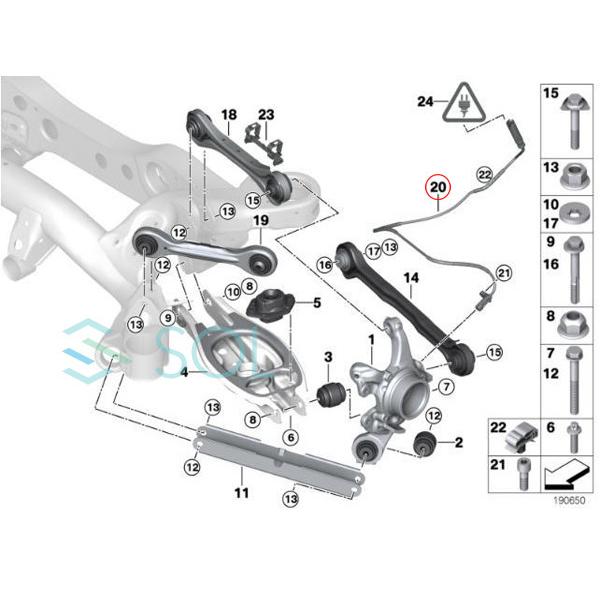 BMW E82 E87 E88 E90 E91 E92 E93 リア スピードセンサー ABSセンサー 左右共通 130i 135i 320i 323i 325i 330i 335i M3 34526762476｜solltd｜04