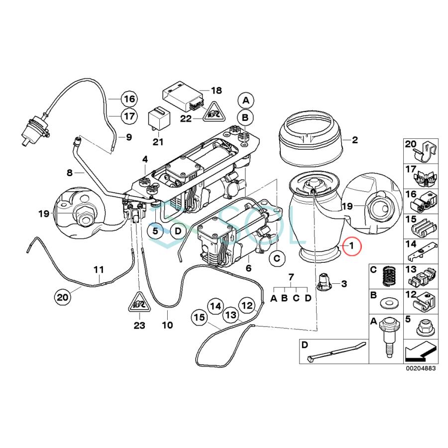 BMW BMW E61 リア エアサスペンション エアサスベローズ 左右共通 525i