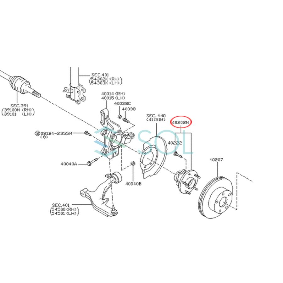 日産（NISSAN） CAPSOL エルグランド TNE52 フロント ホイールハブ