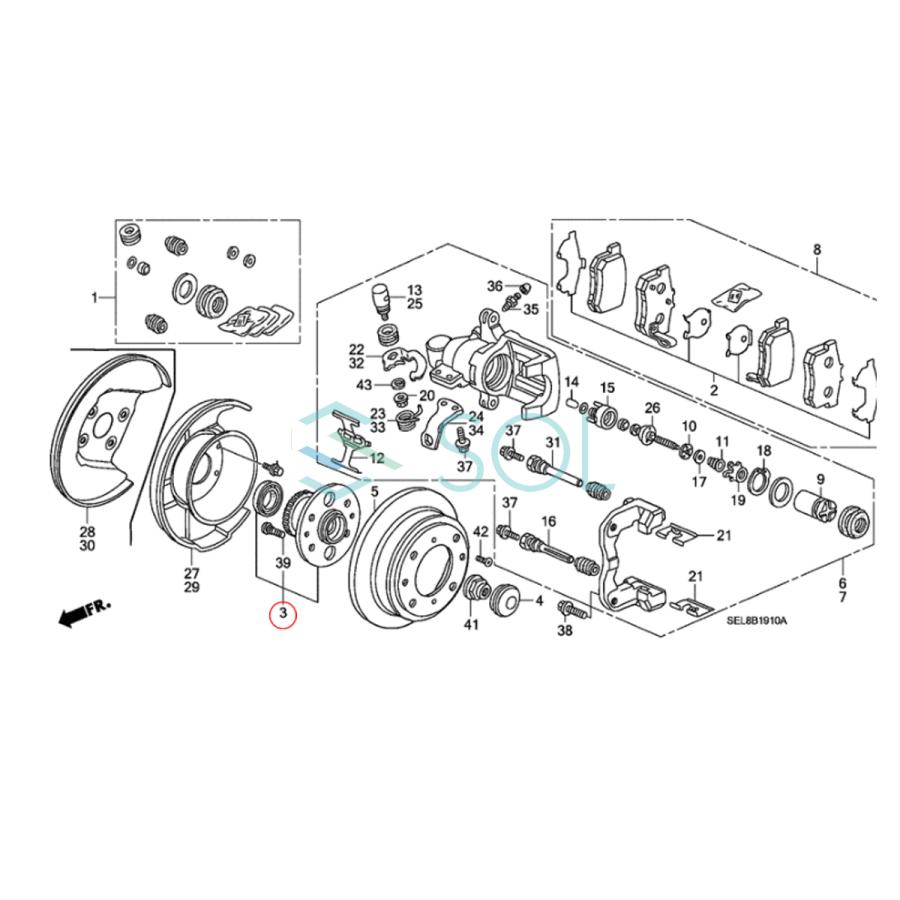 ホンダ（HONDA） フィット(GD1 GD3) リア ハブベアリング ボルト付