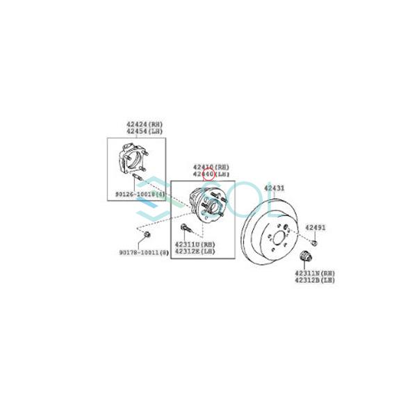 トヨタ（TOYOTA） ヴォクシー ZRR85G リア ホイールハブベアリング