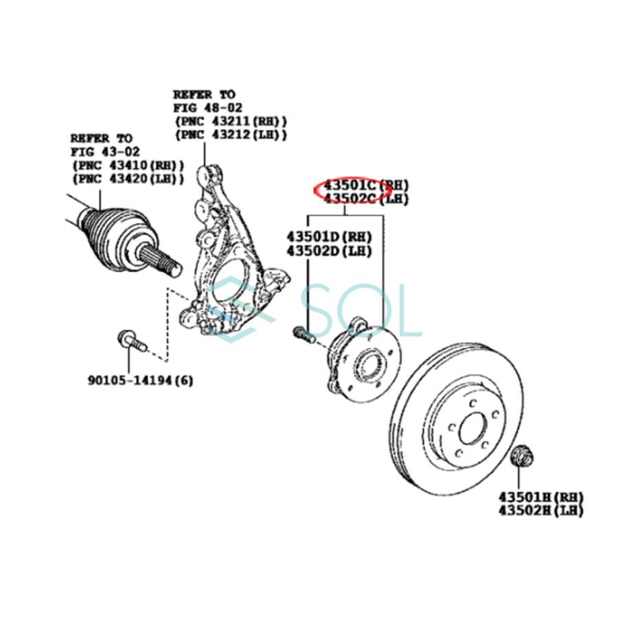 トヨタ（TOYOTA） プリウス ZVW52 フロント ハブベアリング ホイール