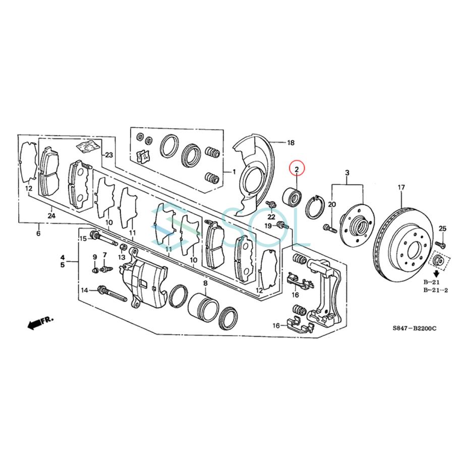 ホンダ 純正 シビック インテグラ フロントホイールハブ 左右 H-607 ホンダ（HONDA） インテグラ 3D DC2 フロント ハブベアリング ホイール