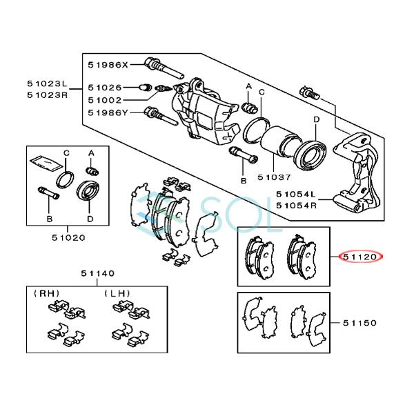 三菱（MITSUBISHI） HAPAD リア ブレーキパッド ディスクパッド 左右