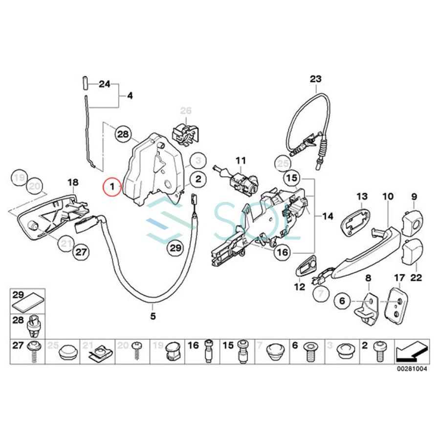 BMW E84 X1 E83 X3 フロント ドアロックアクチュエーター 左側 18i 20i 20iX 25iX 28iX 2.5i 2.5si 3.0i 3.0si 51217202145 51217059973｜solltd｜05