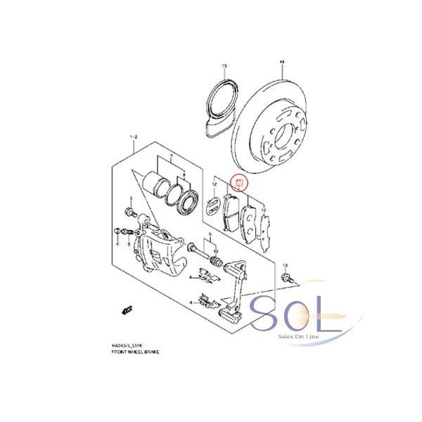 フロント ブレーキパッド 左右セット スズキ エブリィ キャリィ パレット DA64V DA64W DA63T DA65T MK21S 軽自動車 軽トラ 交換｜solltd｜03