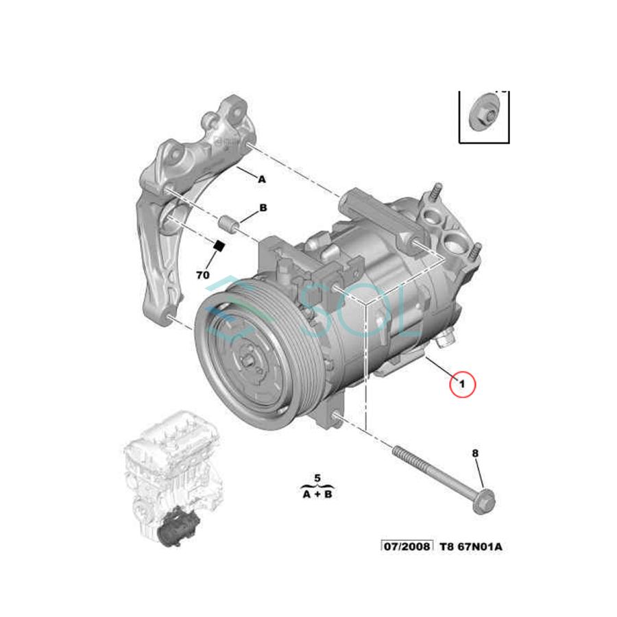 PEUGEOT（プジョー） CAPSOL 2008 エアコンコンプレッサー AC