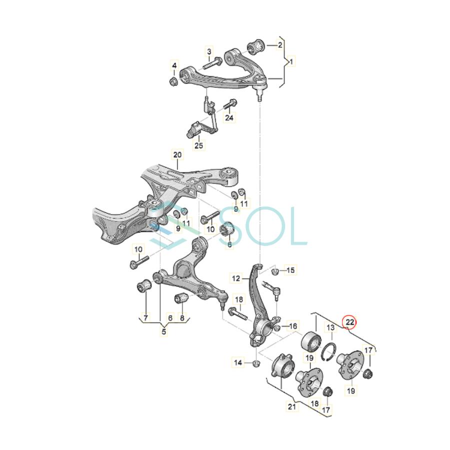 アウディ Q7(4LB) ホイールハブベアリング ボルト ロックリング付 左右セット 7L0498287 出荷締切18時