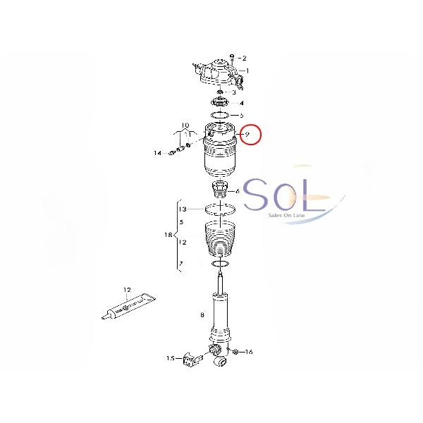 【特価品】VW トゥアレグ リア エアサスペンション 左右共通 7L8616503B 7L8616040D 出荷締切18時｜solltd｜02