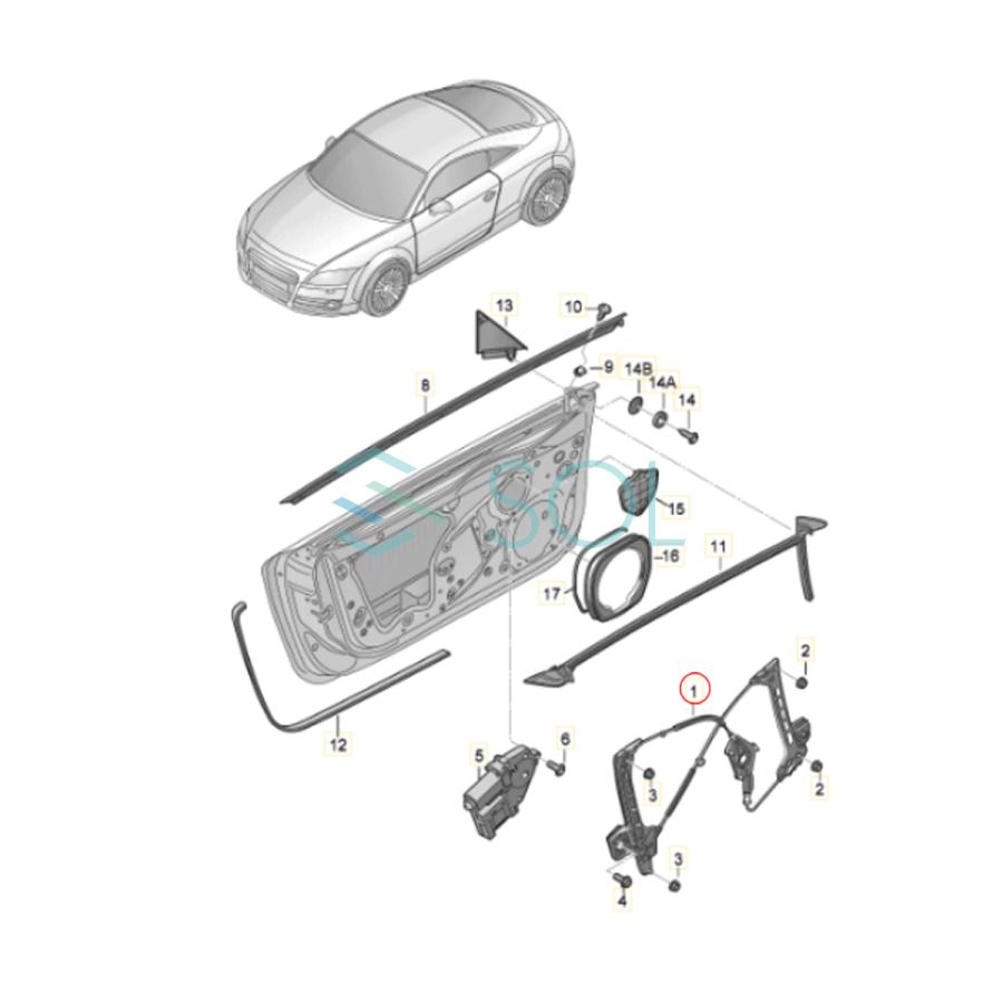 Audi（アウディ） TT FV フロント パワーウインドウレギュレーター