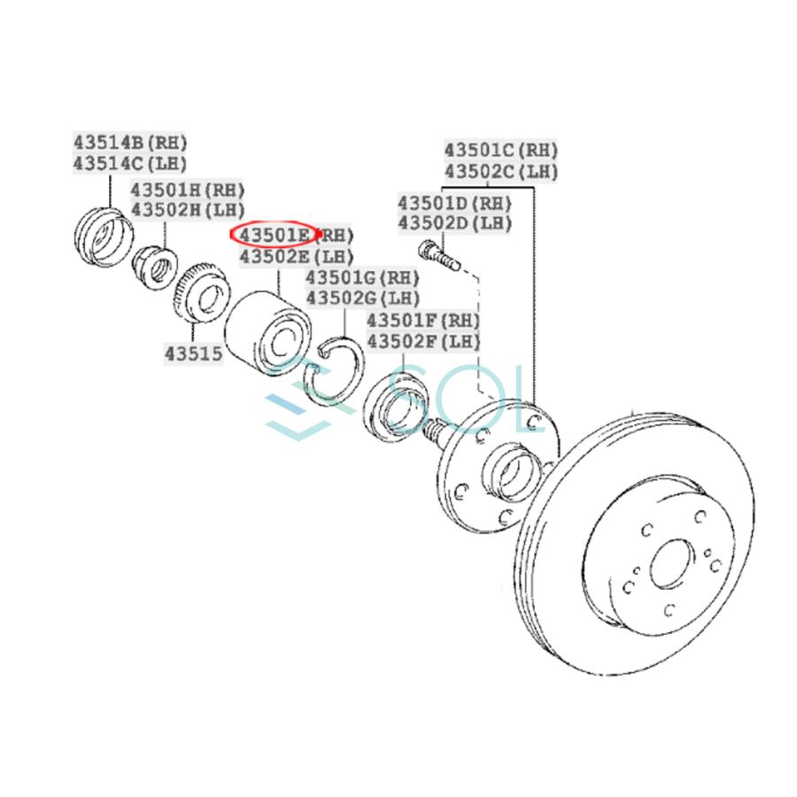 トヨタ（TOYOTA） クレスタ JZX90 フロント ハブベアリング ホイール
