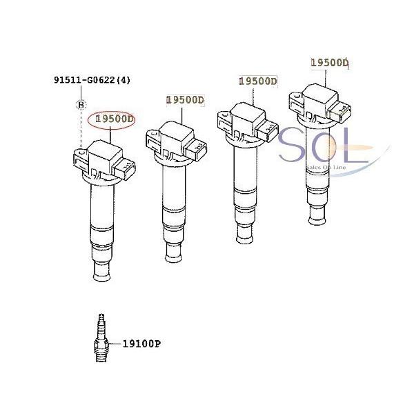 トヨタ bB(NCP30 NCP31 NCP34 NCP35) サクシード(NCP58G NCP59G NCP51V NCP55V) イグニッションコイル 4本セット 90919-02240 出荷締切18時｜solltd｜02