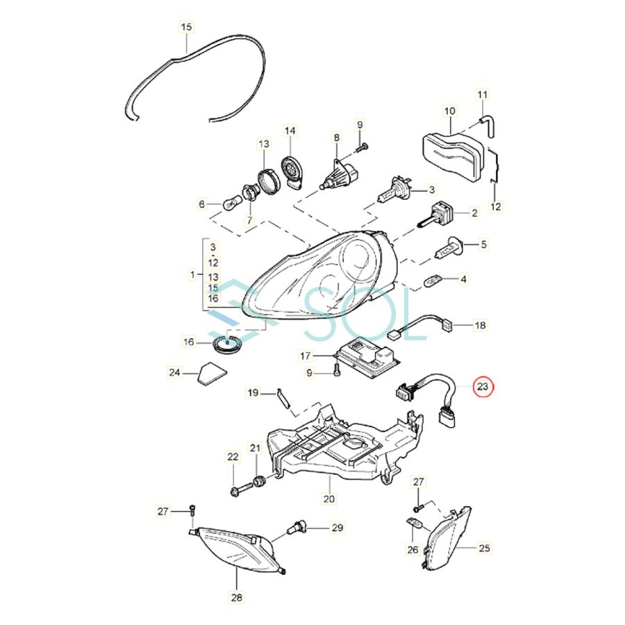 ポルシェ カイエン(955 957) ヘッドライト アダプター ハーネス 左右共通 95563123911 95563123910 出荷締切18時｜solltd｜05