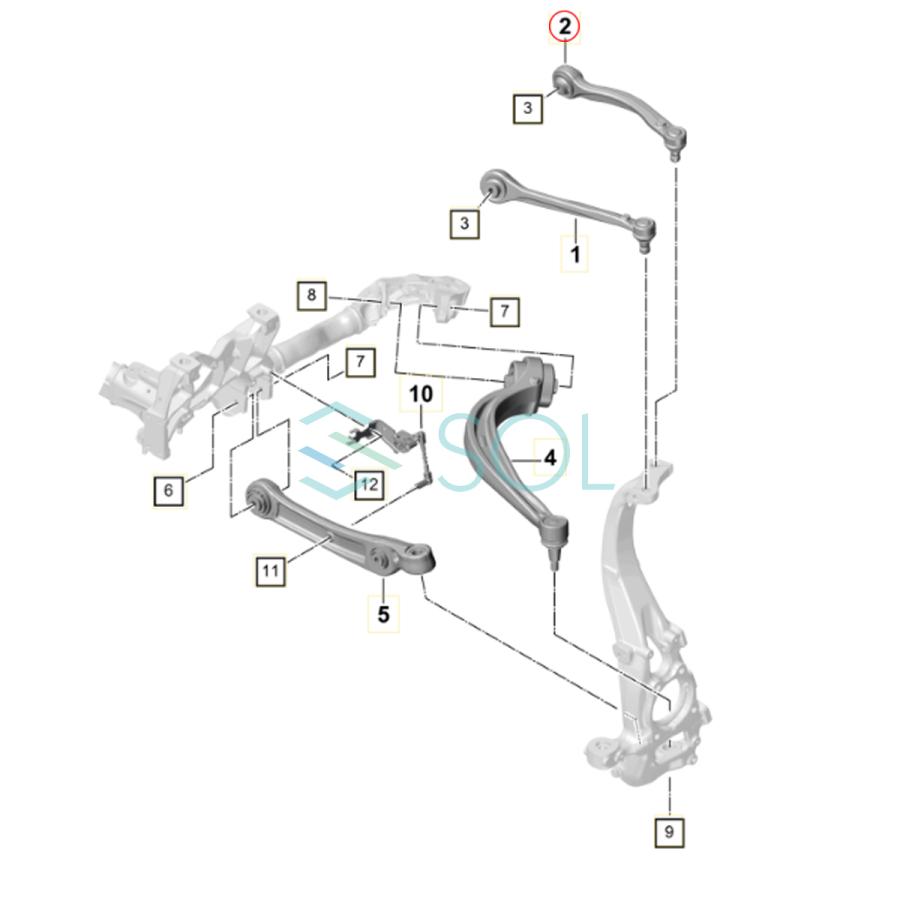 PORSCHE ポルシェ カイエン(9YA) フロント アッパーアーム 