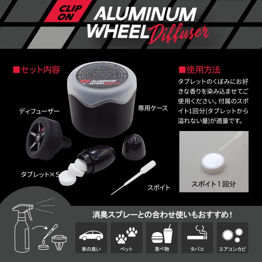 芳香剤 車用 黒 タブレット5個つき クリップ式 エアコン ルーバー カー