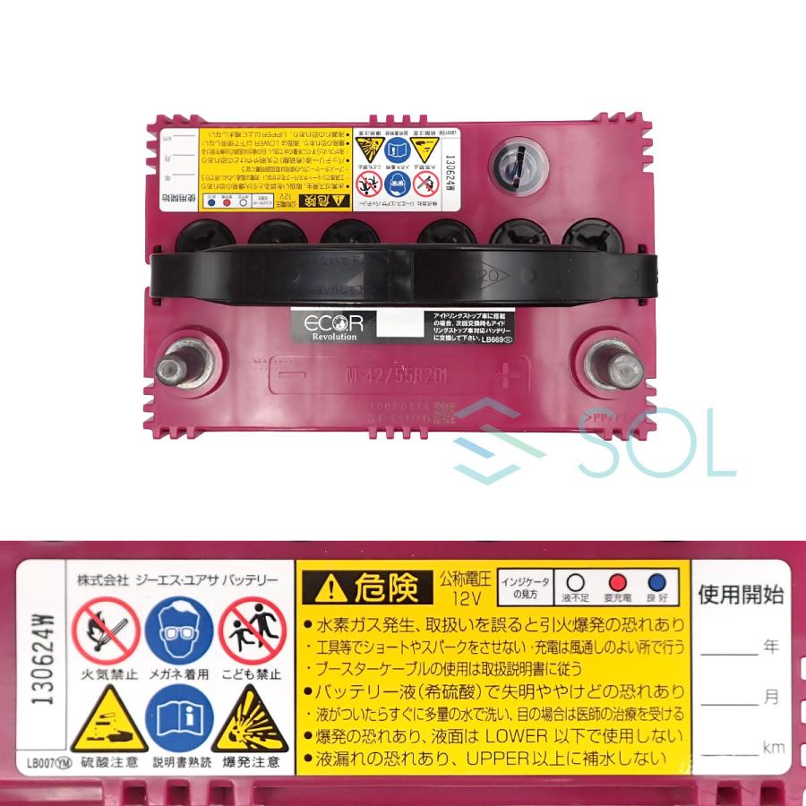 ECO.R GSユアサ スズキ ワゴンR MH21S MH22S MH23S バッテリー M42