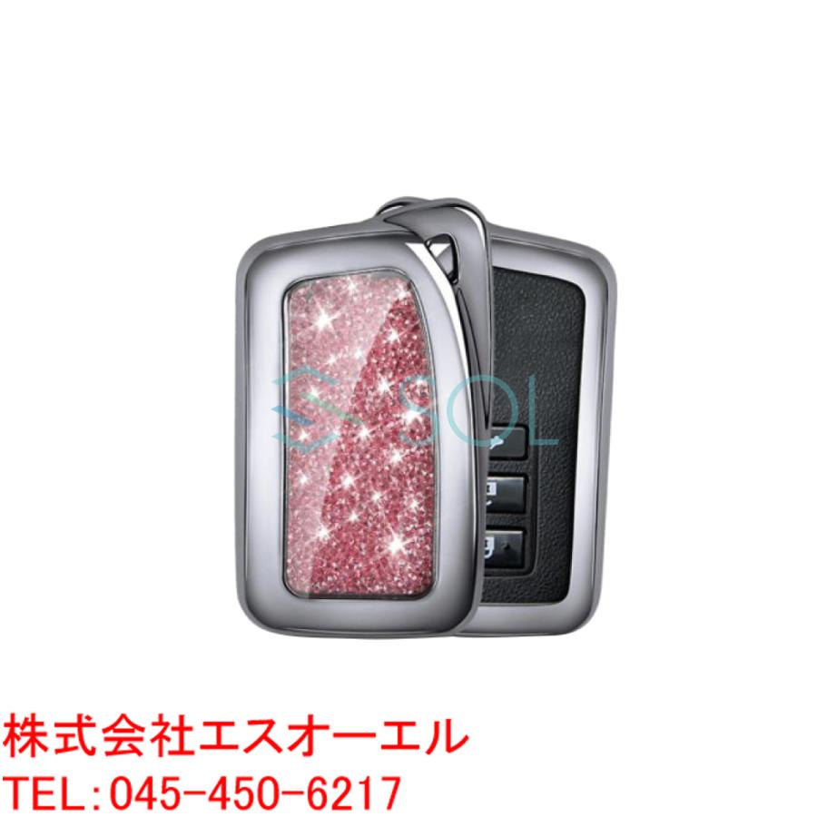 レクサス（LEXUS） キーカバー ラメ入 ピンク ライトストーン クローム
