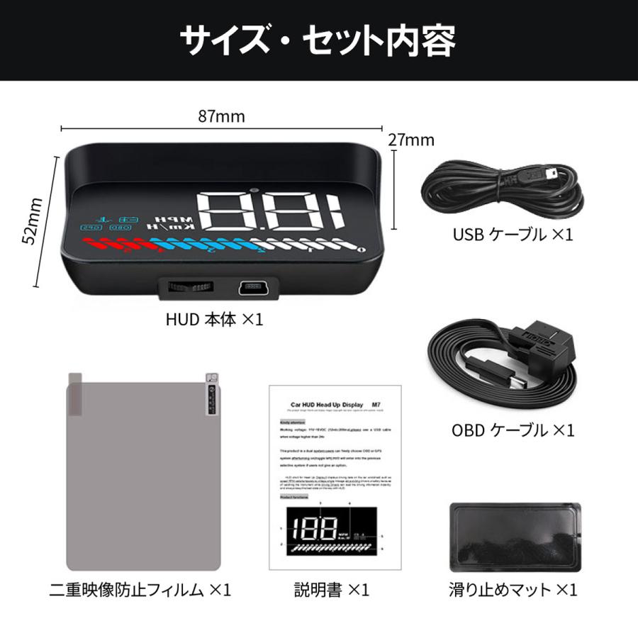 ヘッドアップディスプレイ hud OBD2 GPS スピードメーター LED
