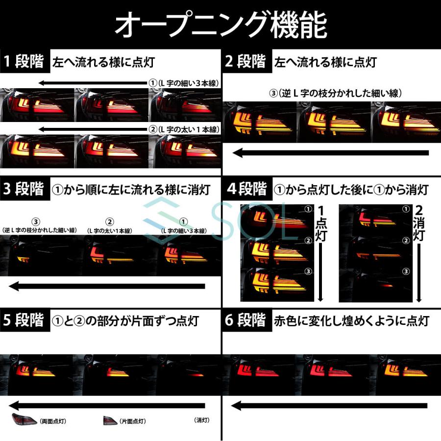 レクサス 10系 RX270 RX350 RX450h 全年式対応 20系後期ルック LEDテールランプ スモーク＆クリア シーケンシャル仕様 オープニング機能付の画像