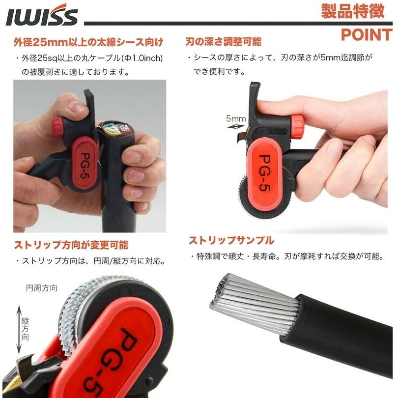 IWISS 太線 ケーブル ストリッパー 皮むき 皮剥き 被覆 剥き器 IWISS 太線 ケーブル ストリッパー 皮むき 皮剥き 被覆 剥き器