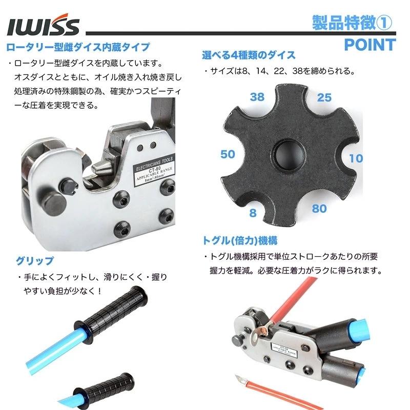 IWISS（アイウィス） 圧着ペンチ 圧着工具 圧着端子 裸圧着端子 かしめ