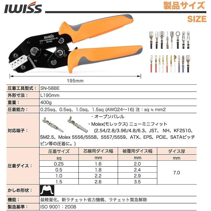 IWISS ミニ圧着工具 オープンバレル端子 オープンバレル EDM加工 IWISS ミニ圧着工具 オープンバレル端子 オープンバレル EDM加工