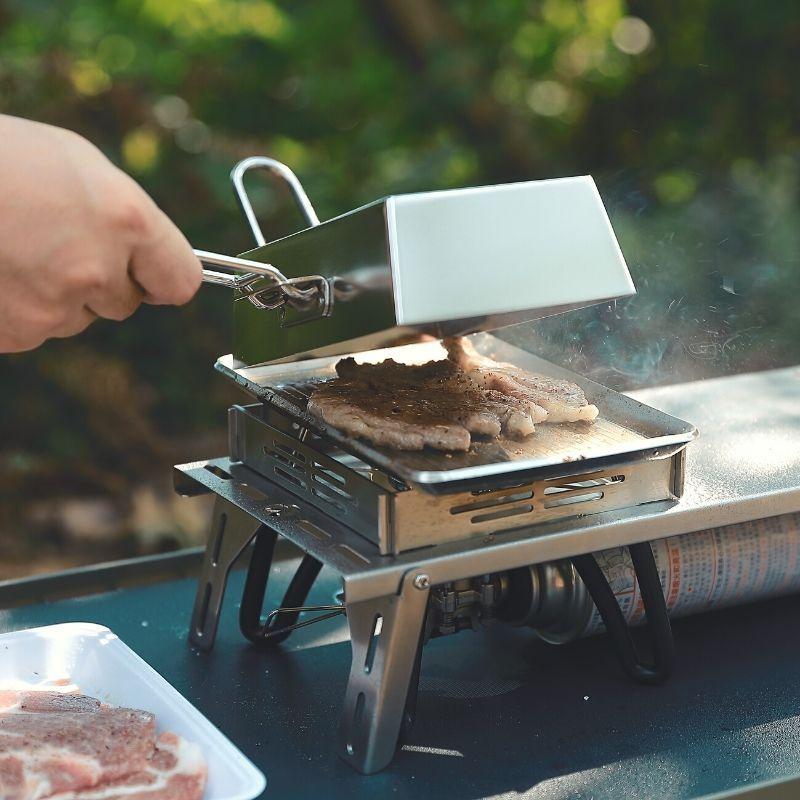 CAMPINGMOON グリルプレート 蓋付き 鉄板 アウトドア キャンプ ソロ