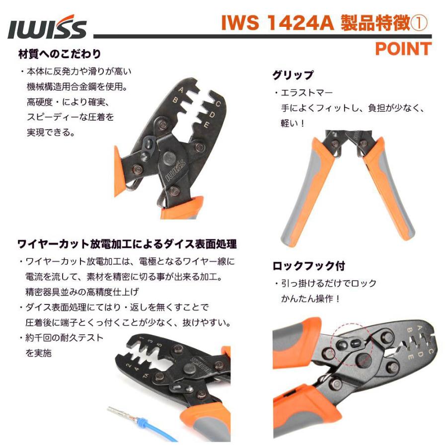 IWISS（アイウィス） 圧着ペンチ 圧着工具 端子セット 工具キット 平型