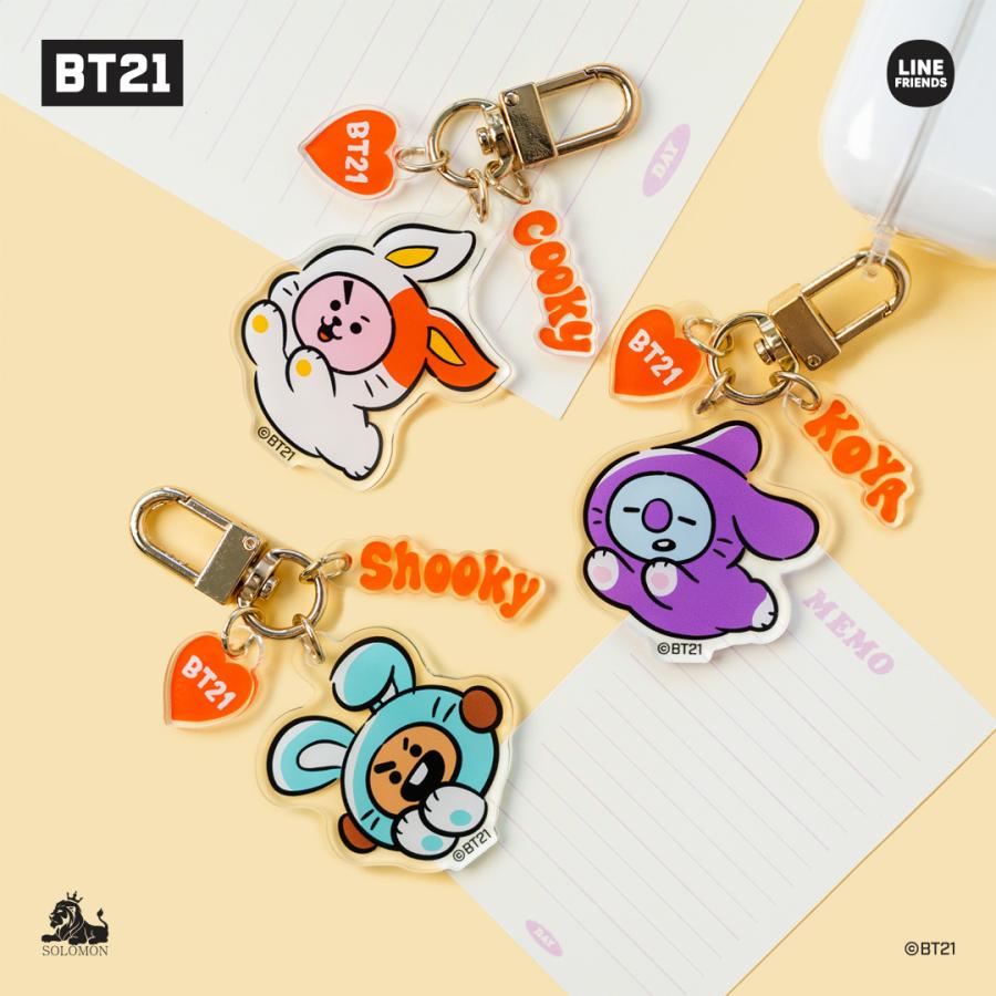 BT21 【期間限定品】ソロモン商事 BT21 RABBIT アクリルキーリング RAK_R_ACRYLIC KEYRING アクリルキー ...