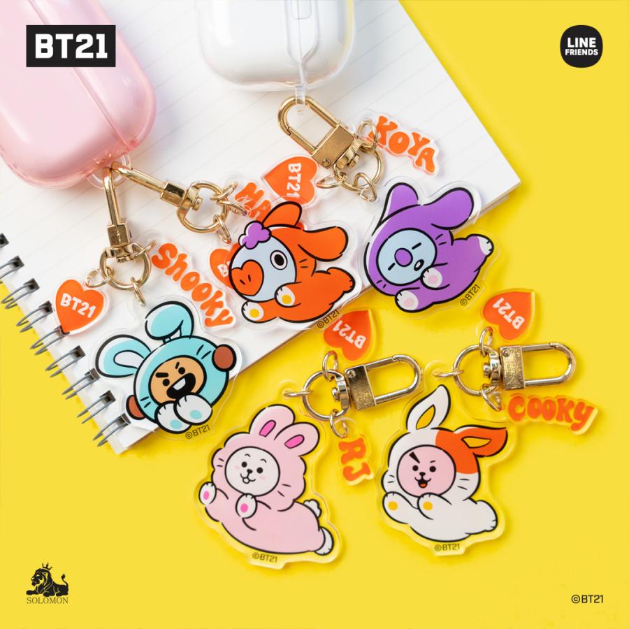 BT21 【期間限定品】ソロモン商事 BT21 RABBIT アクリルキーリング RAK_R_ACRYLIC KEYRING アクリルキー ...