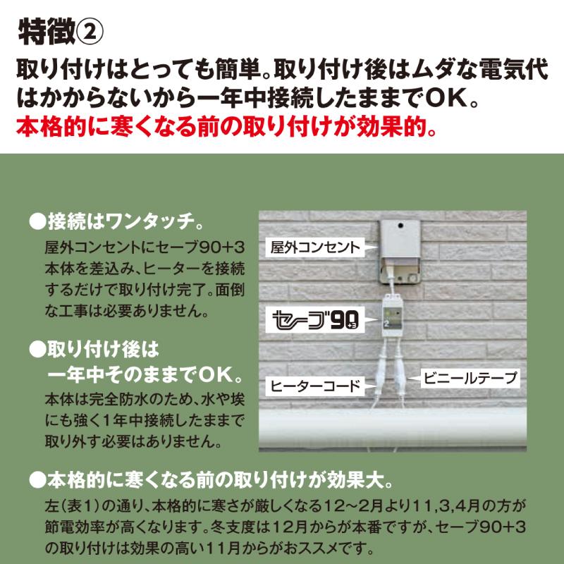 テムコ 水道凍結防止ヒーター用節電器「セーブ90+3」3本用 水道 凍結