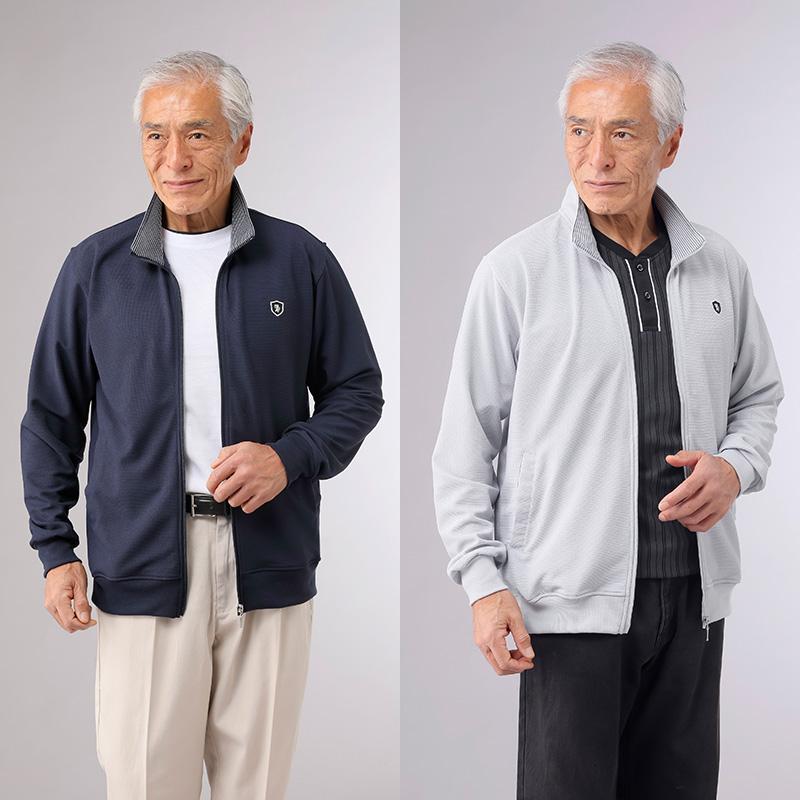 ブルゾン メンズ ワッフルカットソーブルゾン【AS-0550】シニアファッション デザイン柄 トップス 60代 70代 男性 春夏用 高級 シニア 敬老の日 父の日 送料無料｜solouno｜05